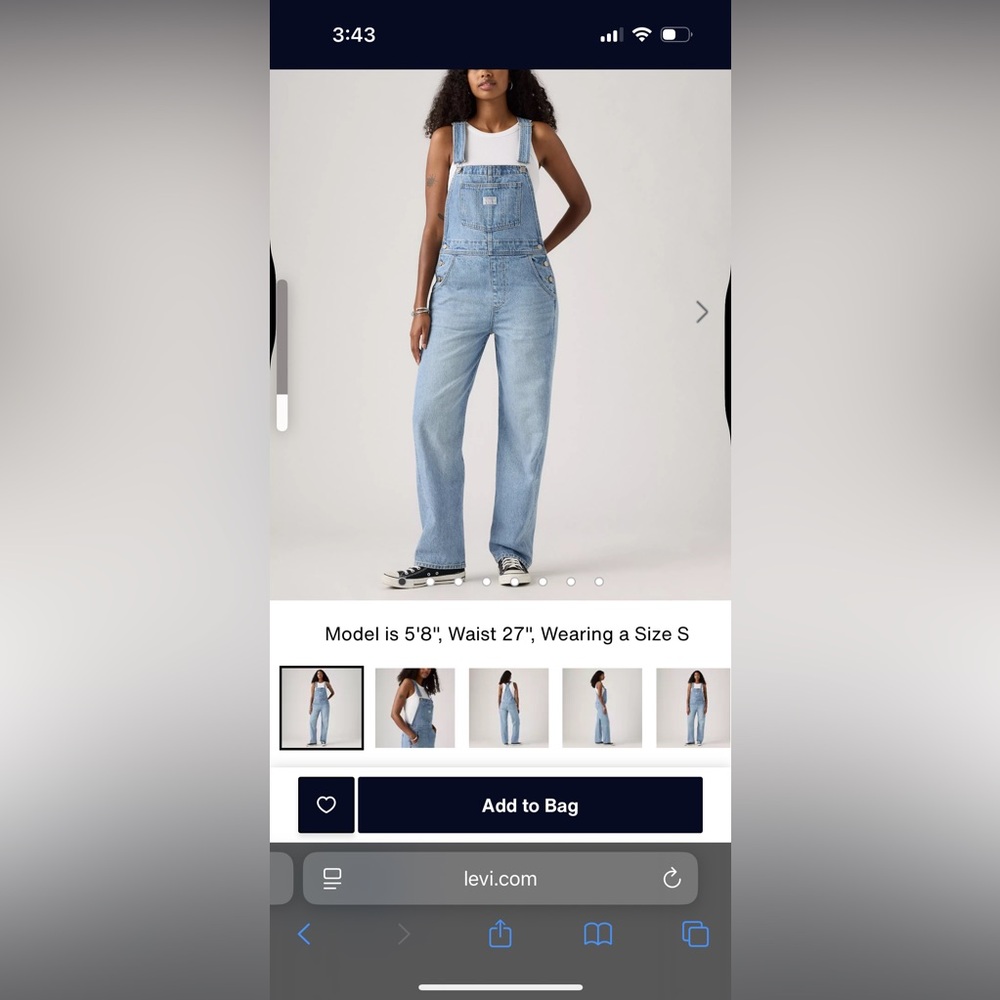 Levi's Blue Denim Overalls